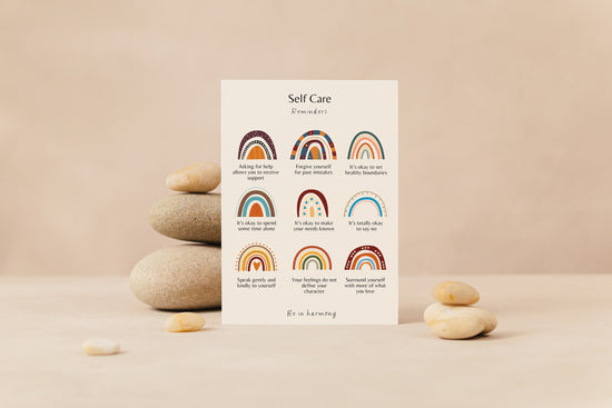 Bundle Boho Rainbow Digital Self Care Reminders Cards & Posters | Therapy Tools | Affirmation Cards | Mental Health Resources | Therapy Office Decor