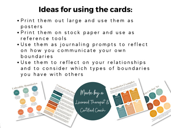 Personal Boundaries Poster Bundle | Relationship Skills Cards | Therapy Office Decor | Mental Health | Burnout Prevention | Self Care