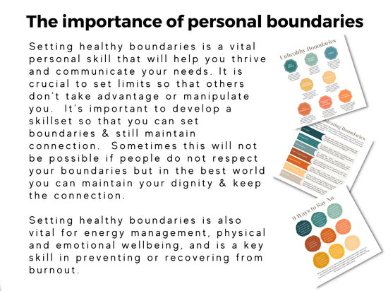 Personal Boundaries Poster Bundle | Relationship Skills Cards | Therapy Office Decor | Mental Health | Burnout Prevention | Self Care